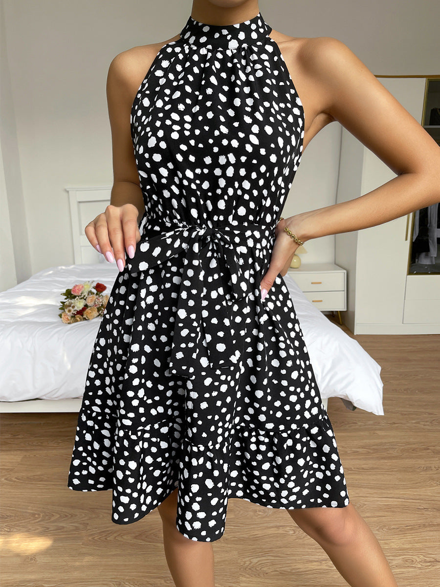 Neckholder Rollkragen Kleid mit Blumenmuster