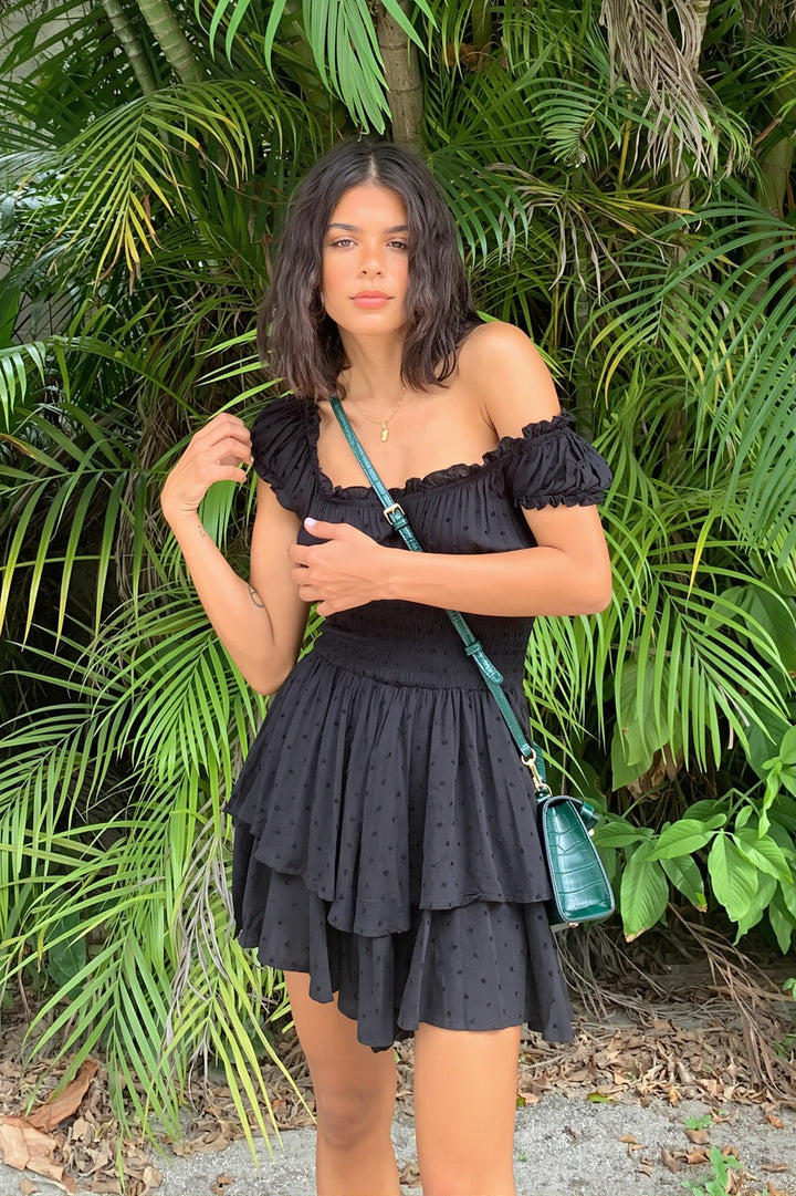 Damen Minikleid Mit Carmenausschnitt Und Volantsaum
