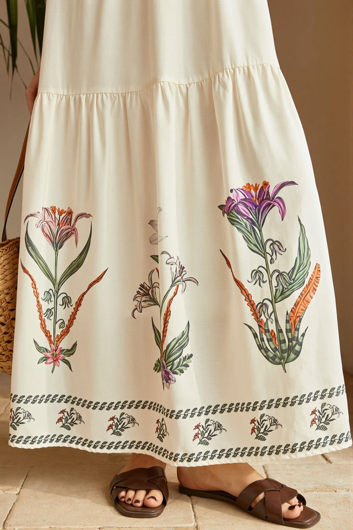 Damen Maxikleid mit Blumenprint als sommerlicher Freizeit- und Urlaubslook