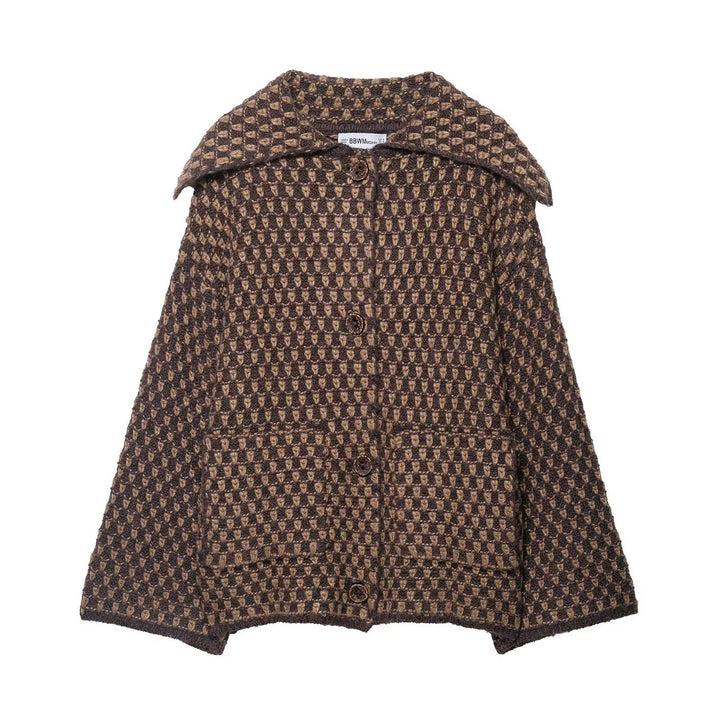 Damen Oversize Jacquard-Strickjacke