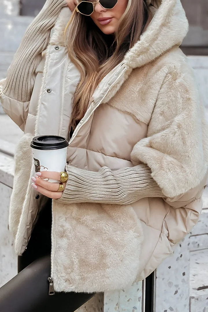 Lässige gefütterte Kapuzenjacke für Damen
