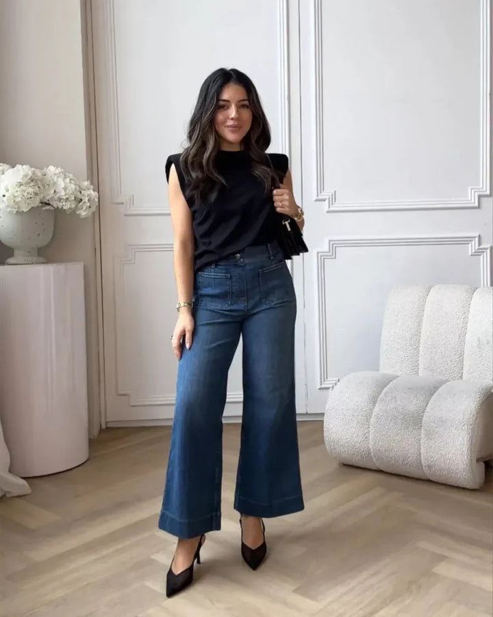 High-Waist Weite Jeans mit weitem Bein