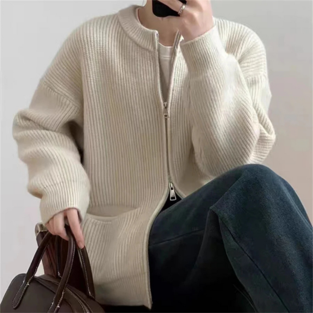Eleganter Reißverschluss-Cardigan für Damen in großen Größen Komfort