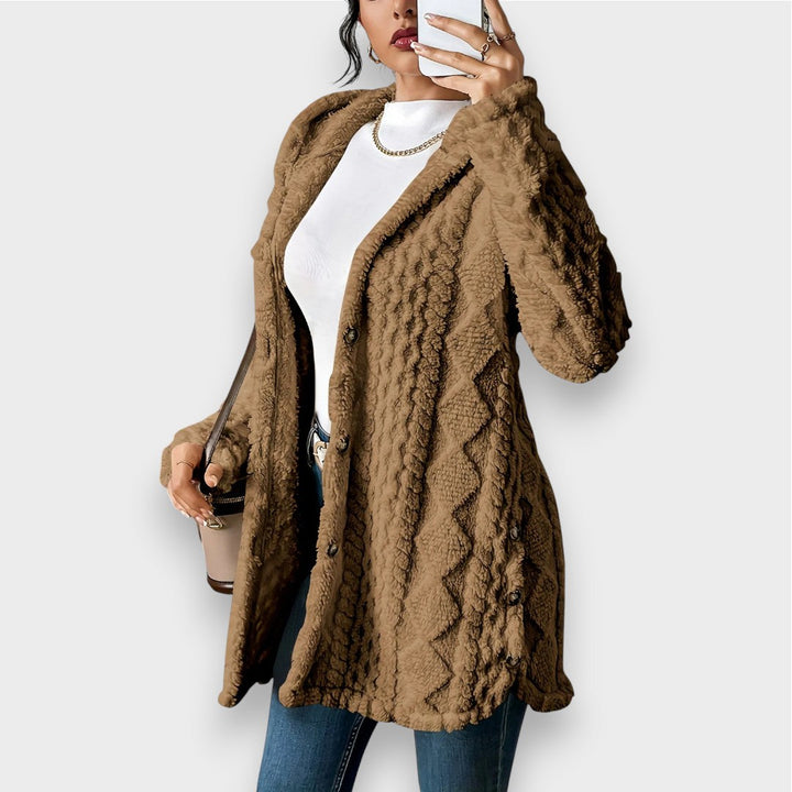 Gemütlicher Plüsch-Kapuzencardigan-Pullover
