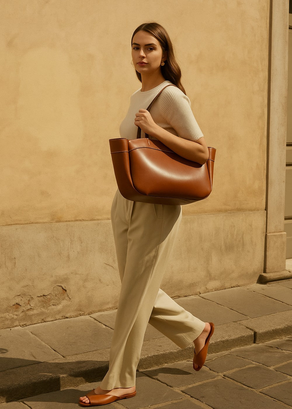 Klassische Ledertasche Tote