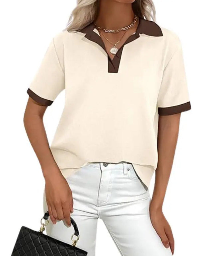 Damen Poloshirt Colorblock Mit Kurzarm