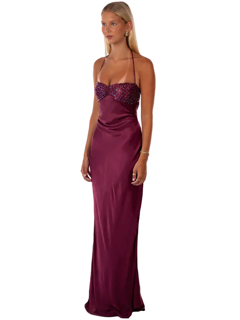 Elegantes langes Kleid in Jadegrün für Damen