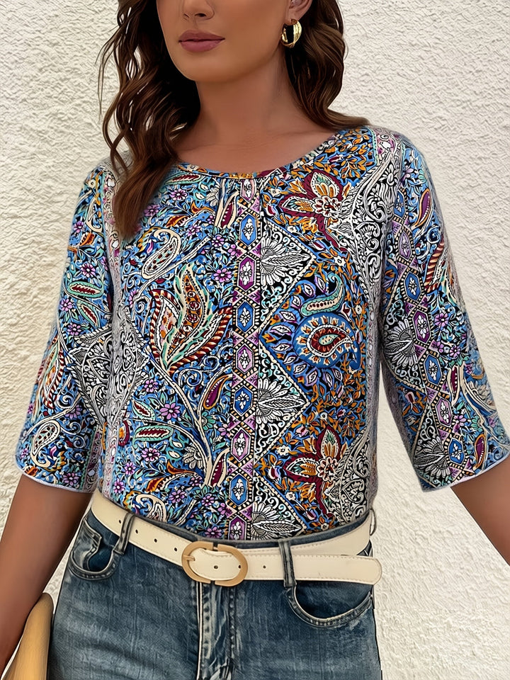 Elegante locker geschnittene Bluse für Damen mit Streifen, Rückdetail