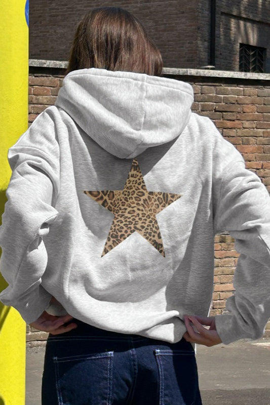 Grauer Damen-Hoodie mit auffälligem Strassstern-Detail