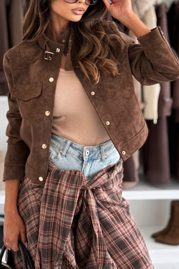 Schicke langärmelige Freizeitjacke mit Knöpfen