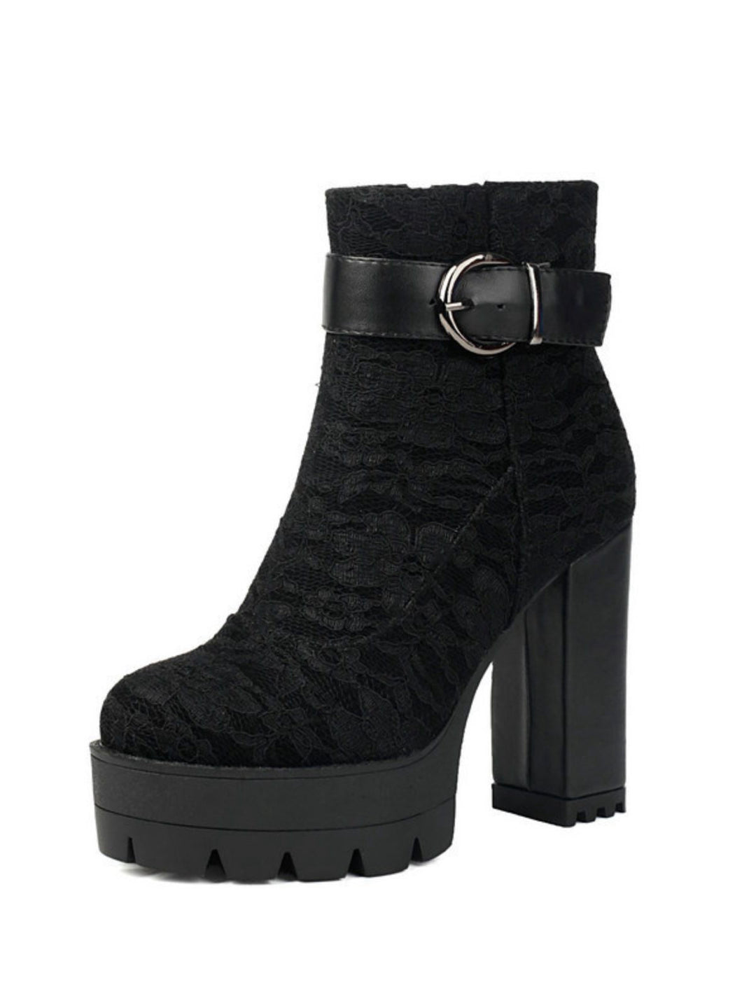 Vintage Spitzen-Plateau-Stiefeletten mit klobigen Absätzen