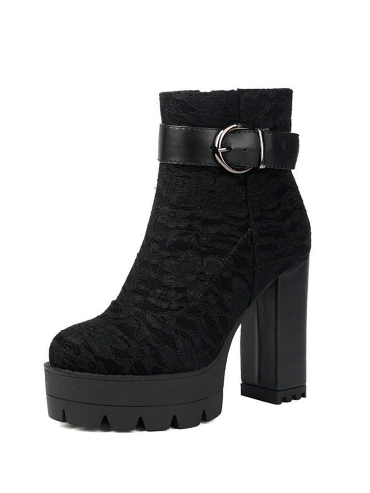 Vintage Spitzen-Plateau-Stiefeletten mit klobigen Absätzen