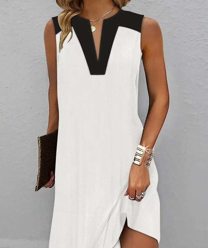 Lässiges Ärmelloses Kleid mit Rundhalsausschnitt