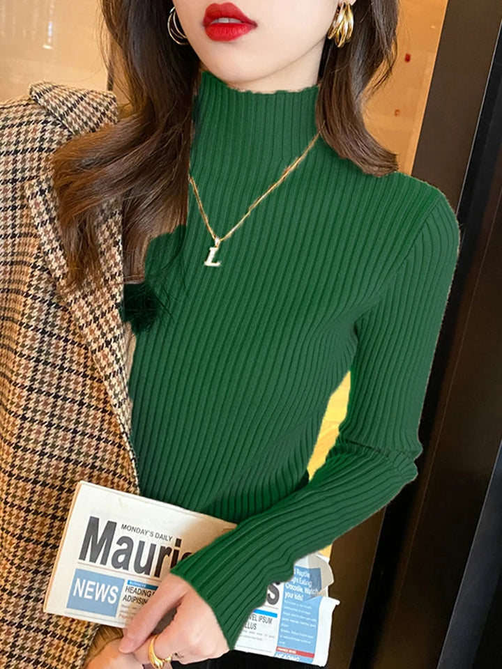 Damen Enganliegender Strickpullover mit Rollkragen