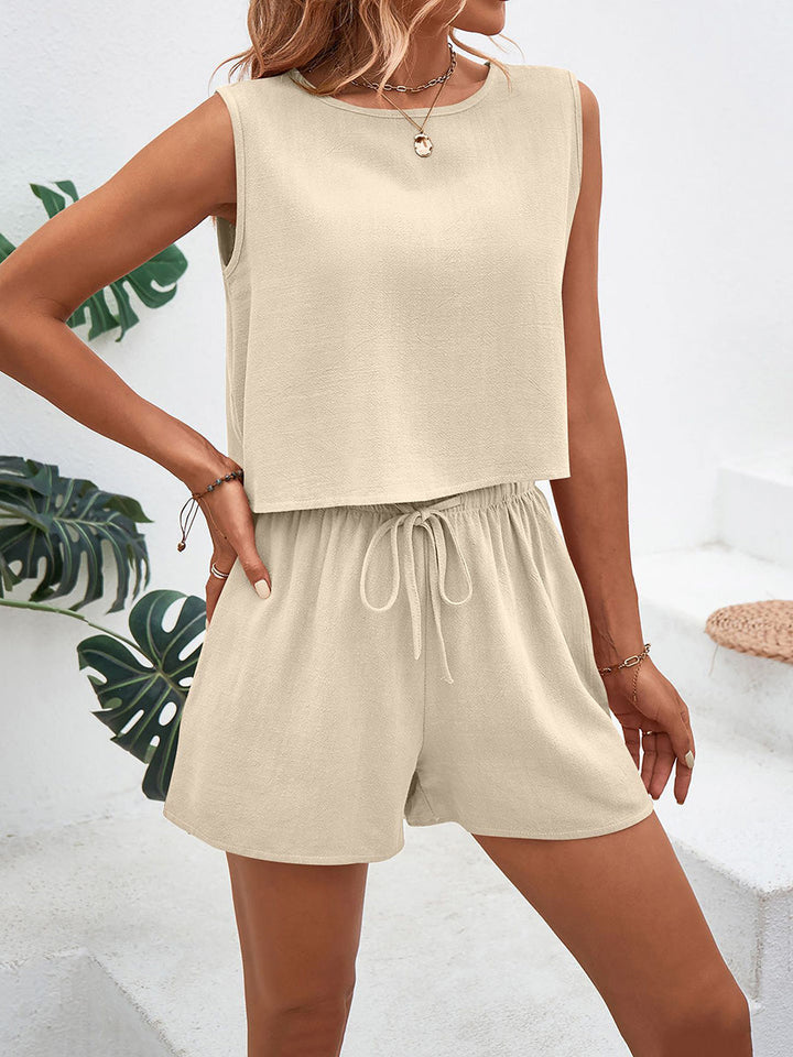 Damen Zweiteiler Aus Leinenmischung Mit Shorts