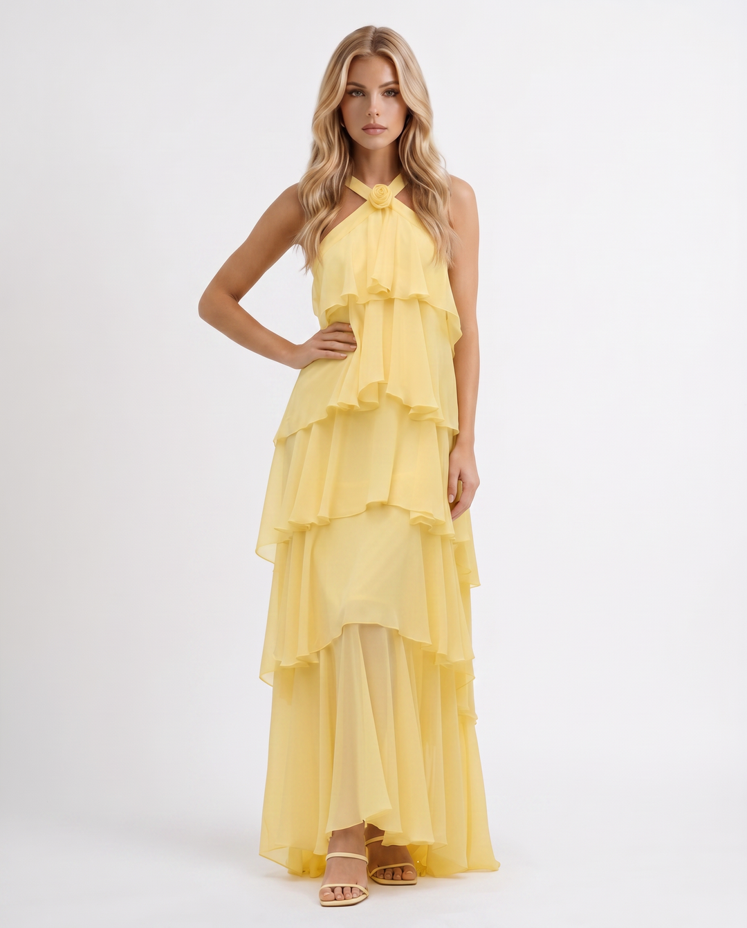Damen ärmelloses Felicia Maxikleid mit Blumendruck
