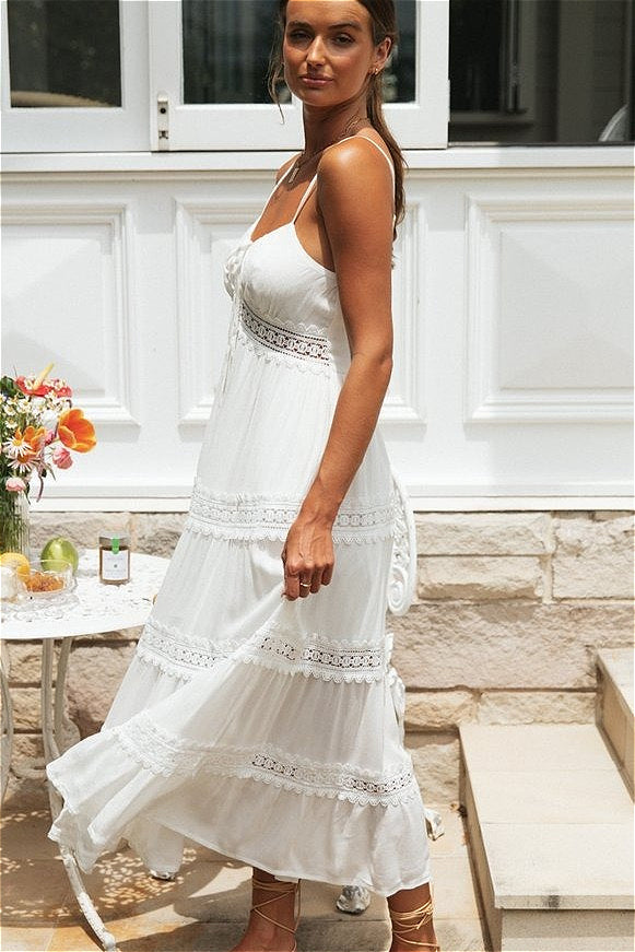 Langes Boho-Kleid für Damen mit schwingendem Rock