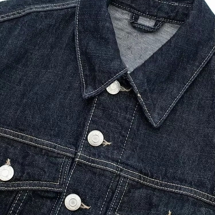 Damen Vintage Kurz geschnittene Jeansjacke