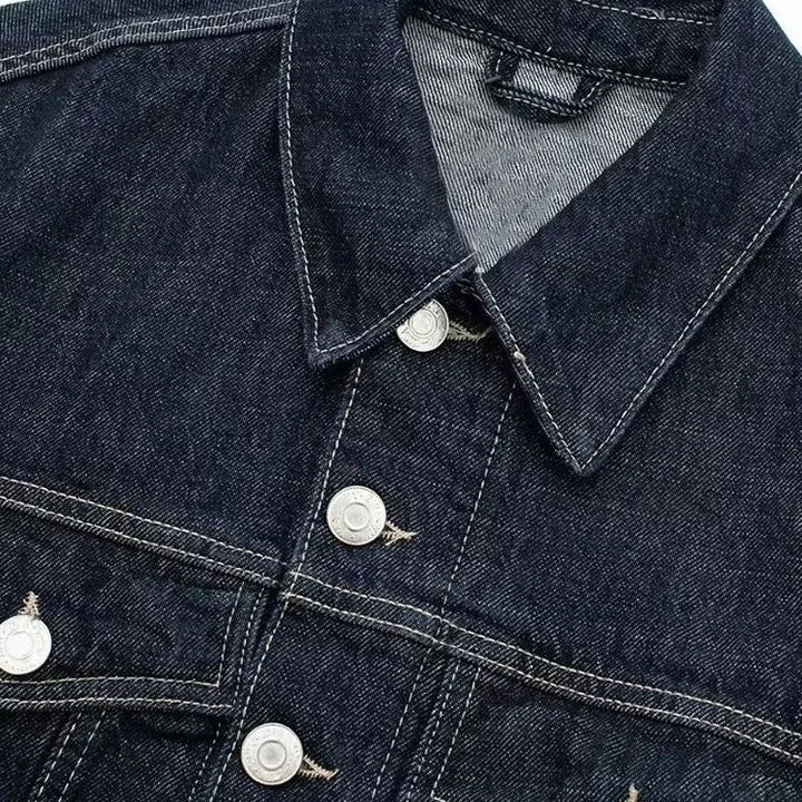Damen Vintage Kurz geschnittene Jeansjacke