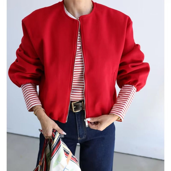Damen Cropped Zip Bomberjacke