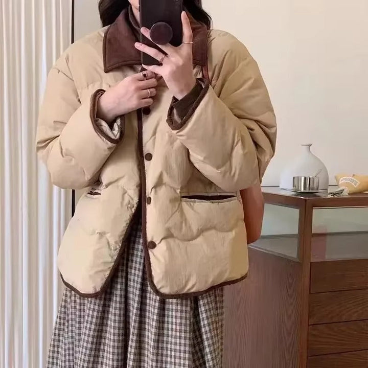 Steppjacke mit Kragen und Knopfleiste