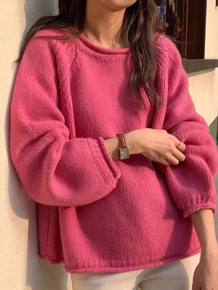 Locker Geschnittener Pullover mit Langarm