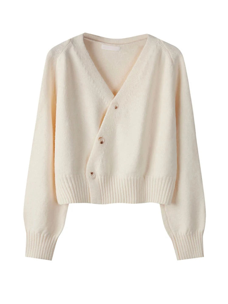 Damen Kaschmir V-Ausschnitt Locker Gestrickter Cardigan