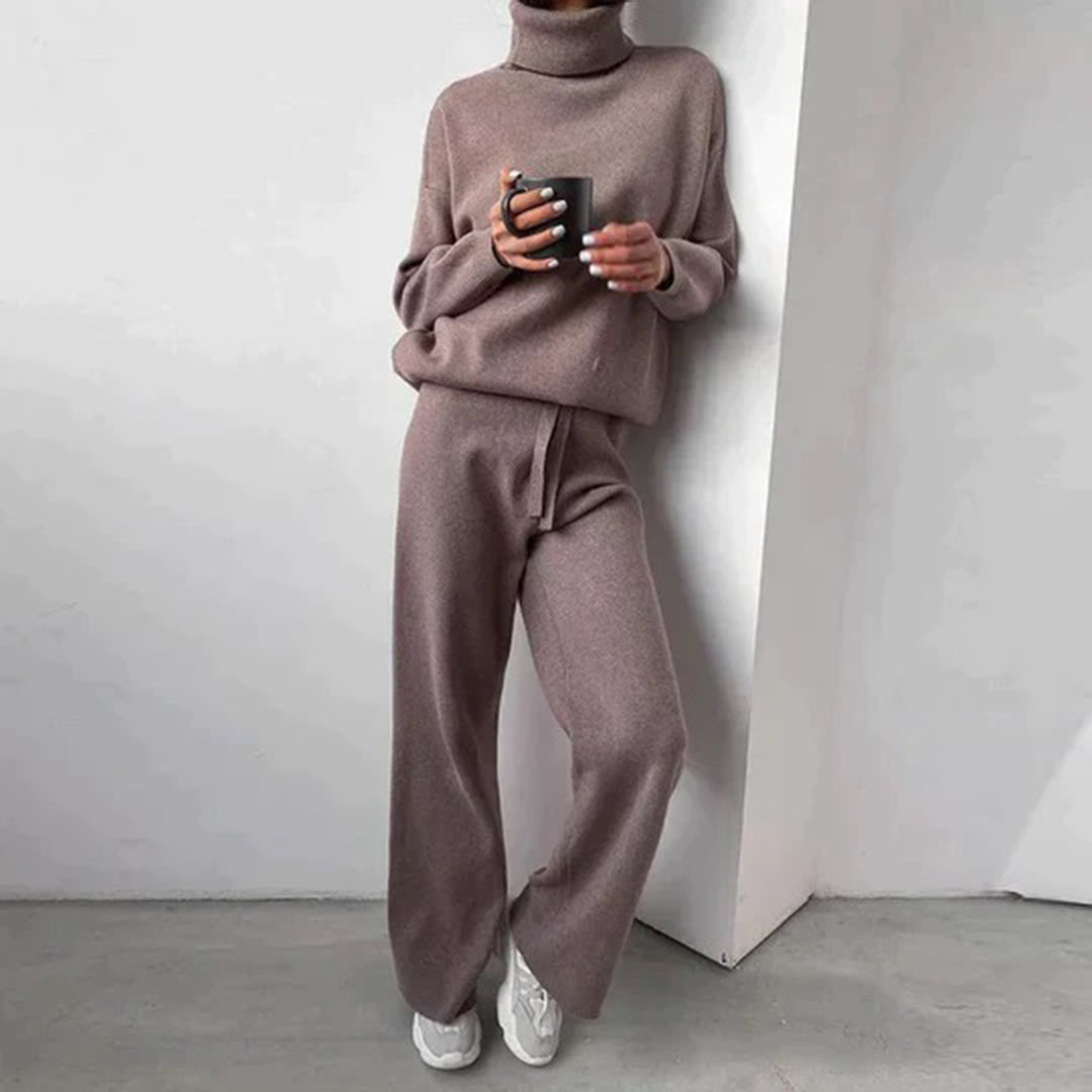 Women's Knit Two-Piece Set Coffee Brown