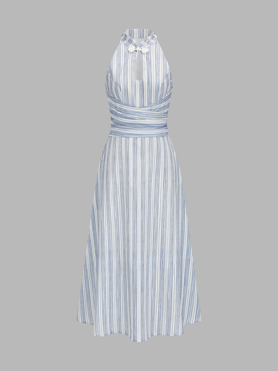 Gestreiftes Neckholder-Maxikleid für Damen in langer, luftiger Silhouette