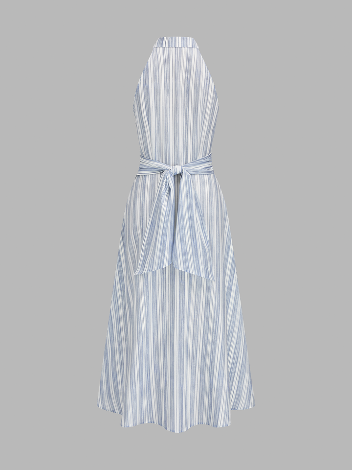 Damen Maxikleid gestreift mit ärmellosem Neckholder-Design