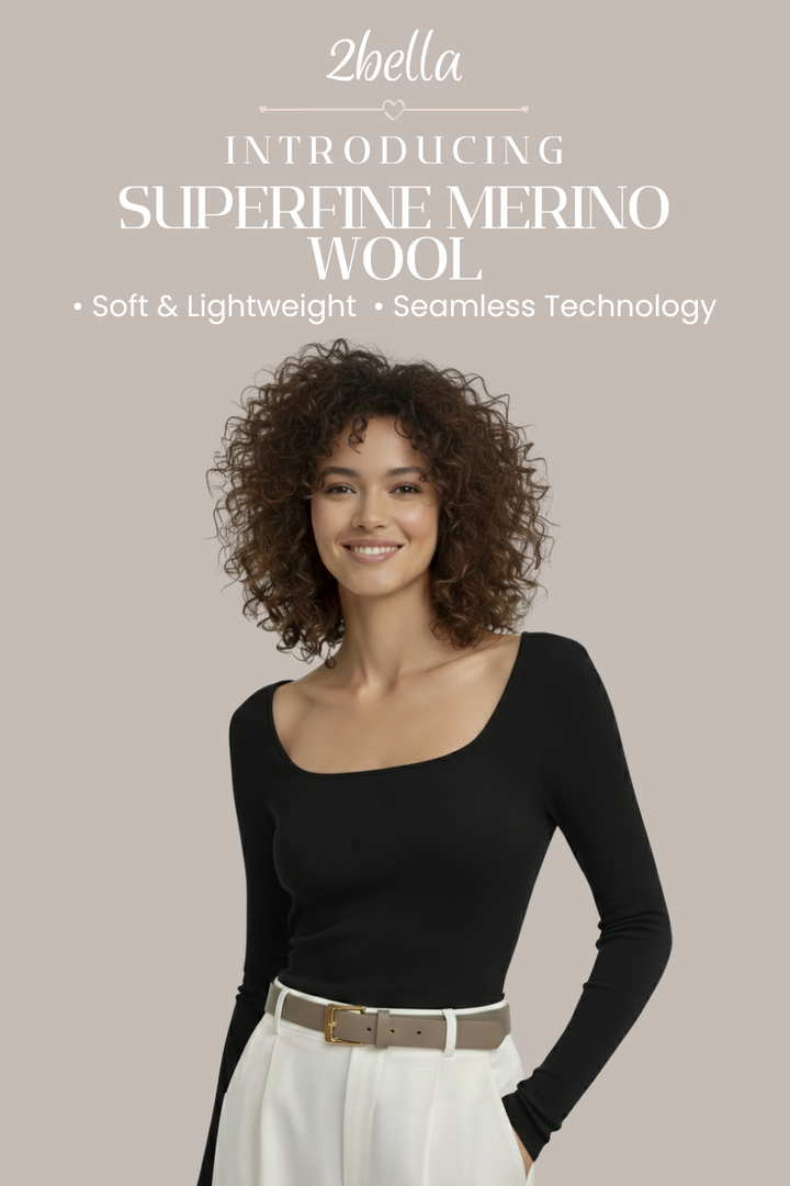 Damen Stricktop aus Merinowolle als schlichtes Basic mit eckigem Ausschnitt