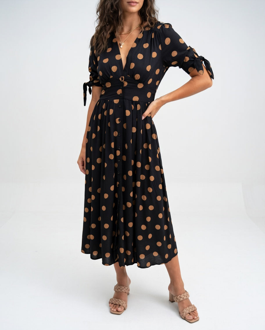 Elegantes Midikleid mit Punkte-Muster