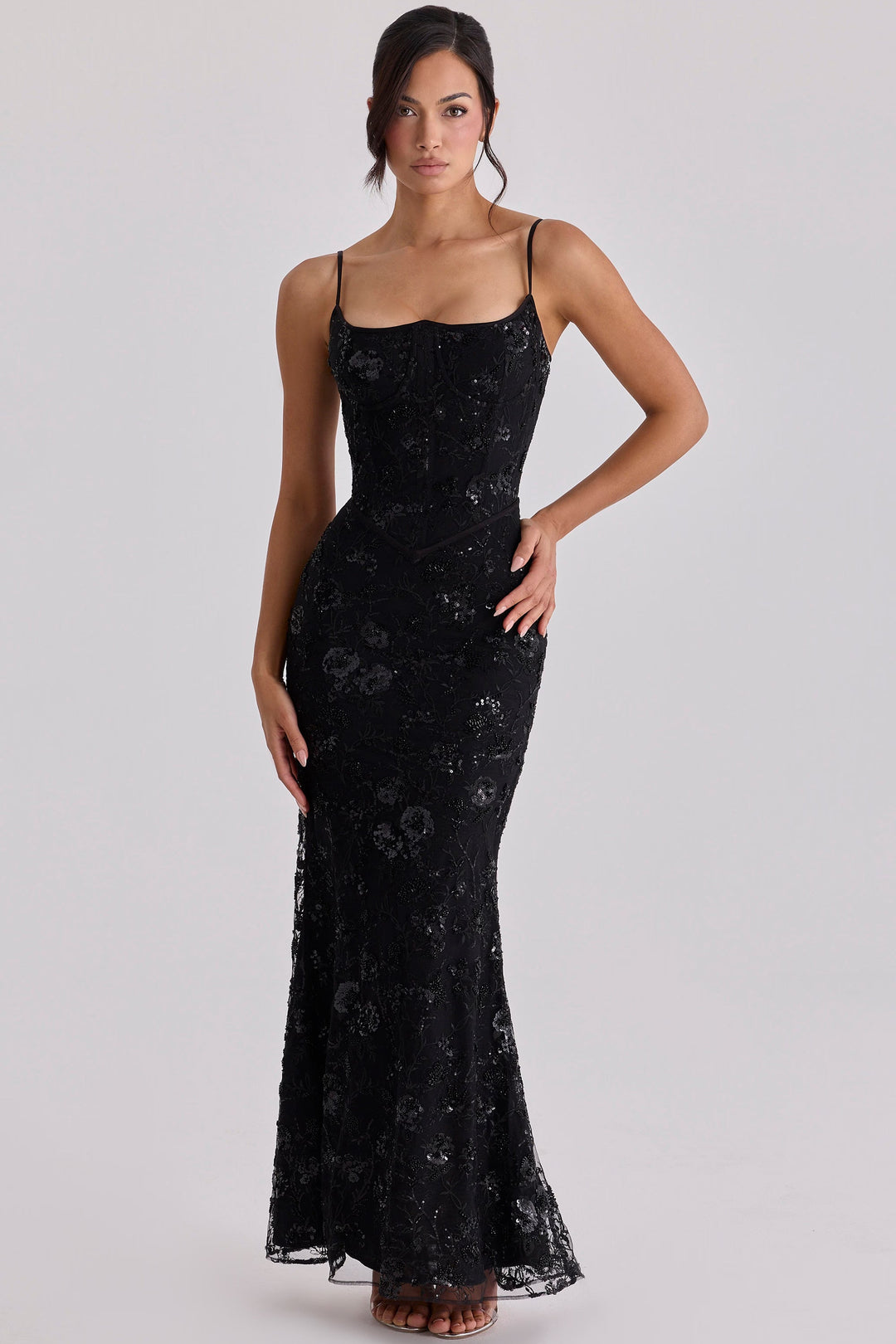 Ärmelloses Damen-Maxi-Kleid mit V-Ausschnitt