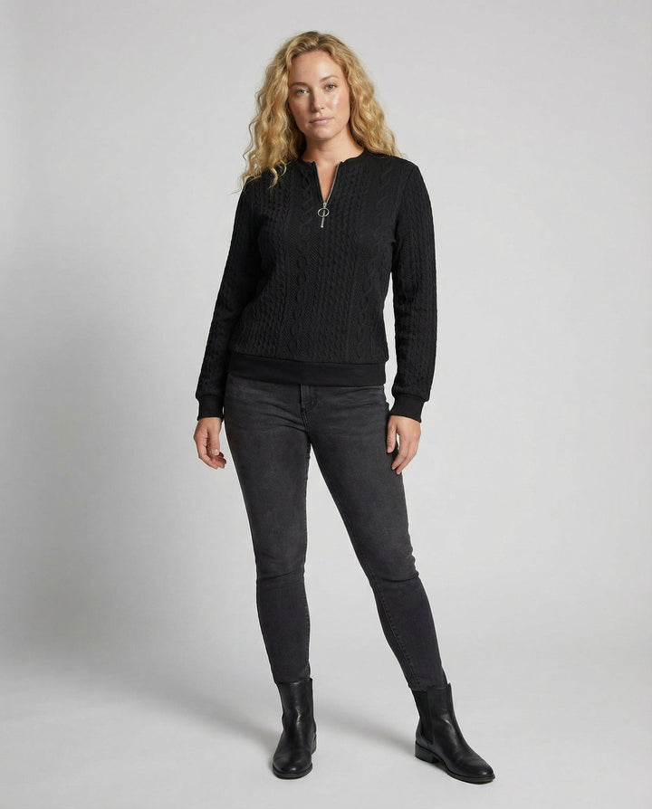 Weicher Damen-Strickpullover mit strukturierter Oberfläche in der Vorderansicht