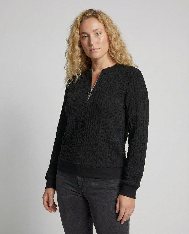 Damen-Strickpullover mit Struktur und lockerem Schnitt auf der Produktansicht