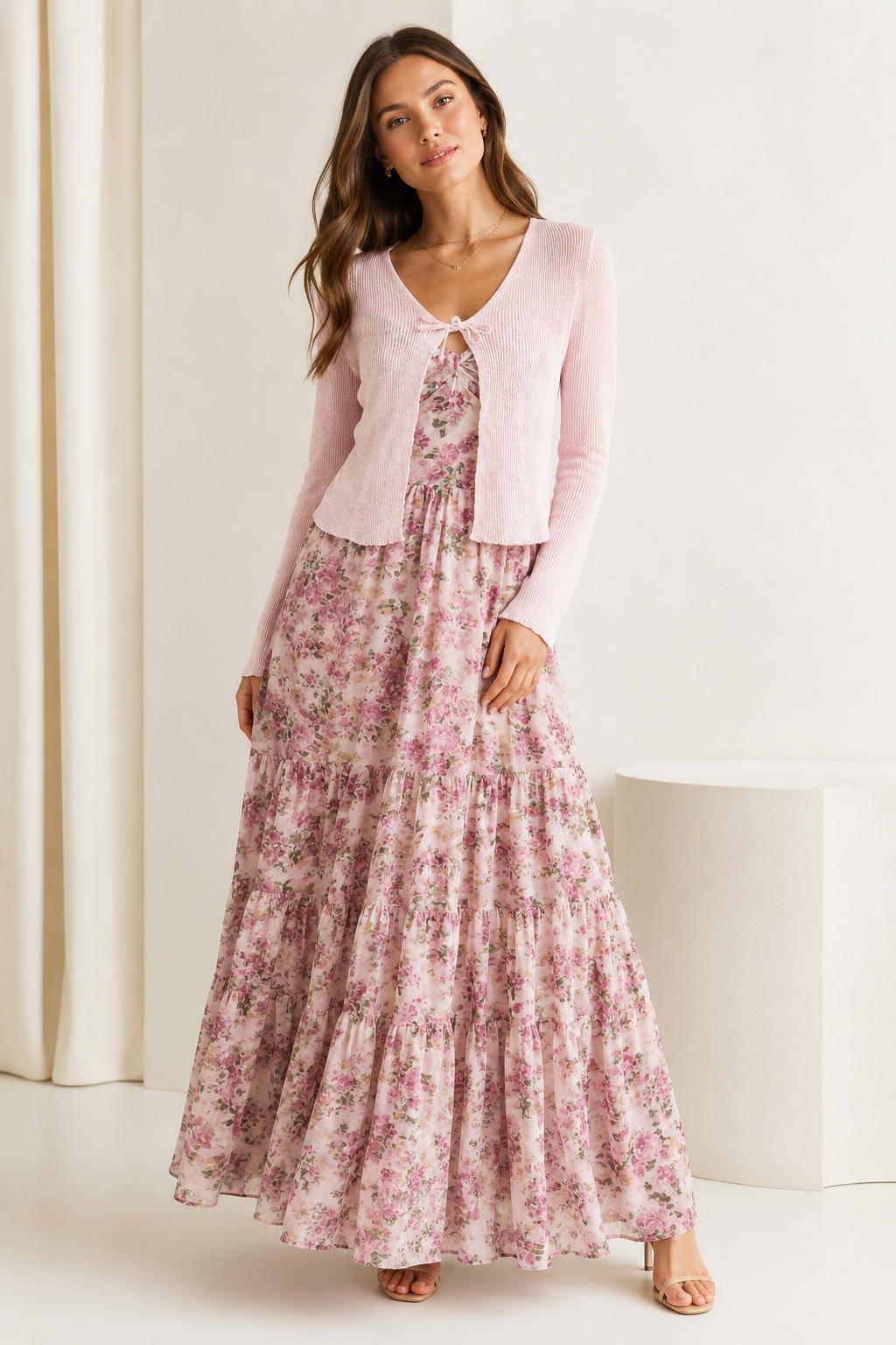 Damen Rippstrick Cardigan Mit V Ausschnitt