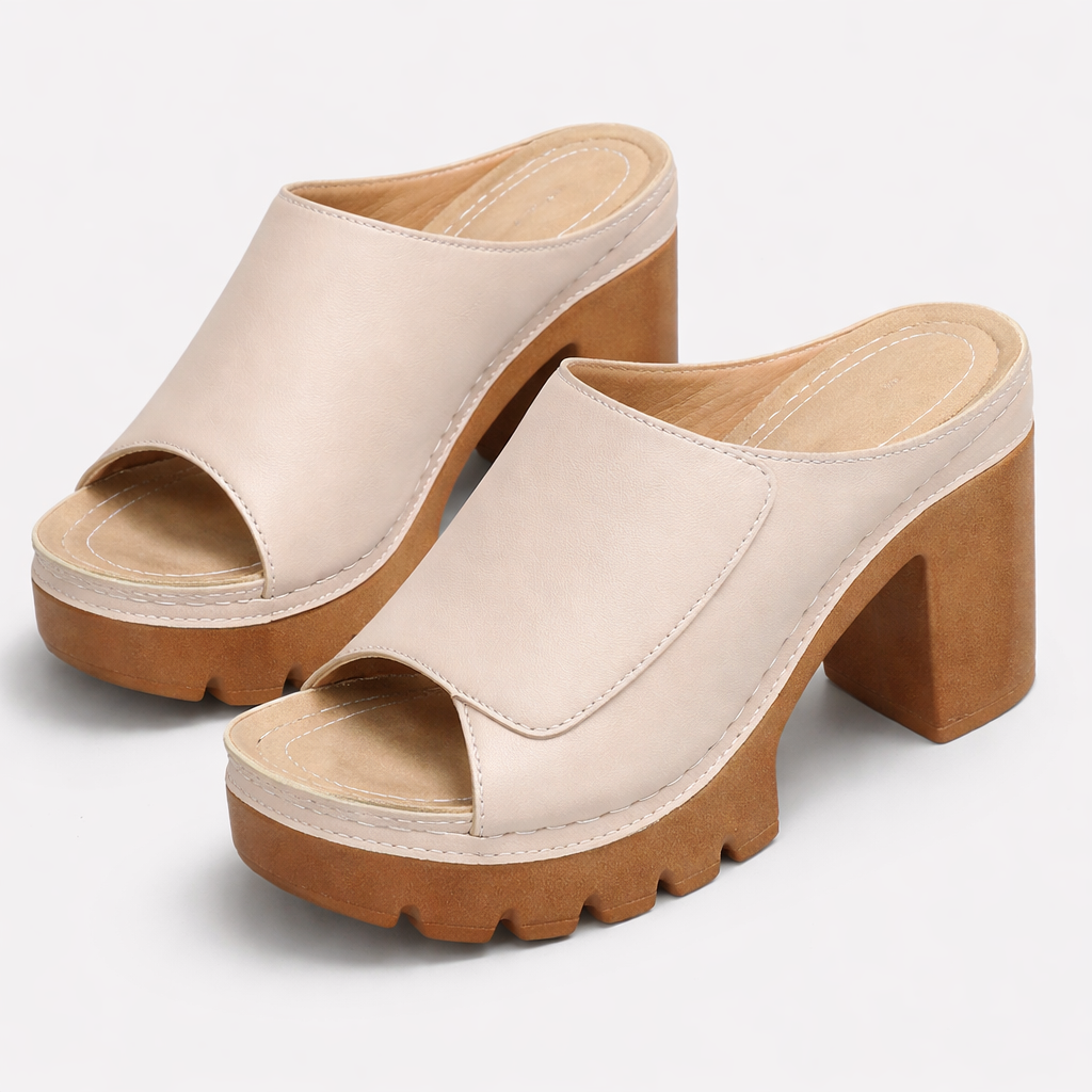 Elegante Damen Sandaletten mit Blockabsatz und Plateau, Gesamtansicht