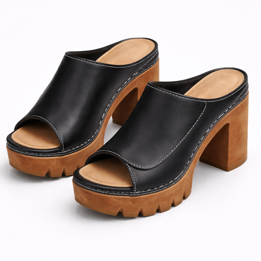 Damen Plateau Sandaletten Mit Blockabsatz Elegant