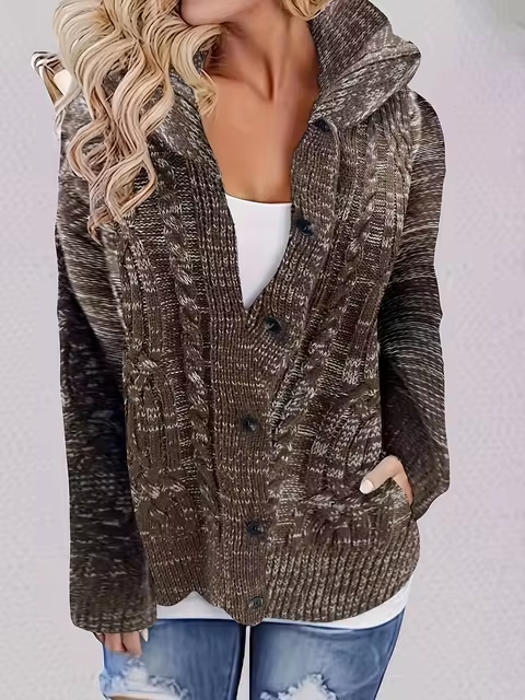 Elsie® | Kabelstrickjacke mit Kapuze