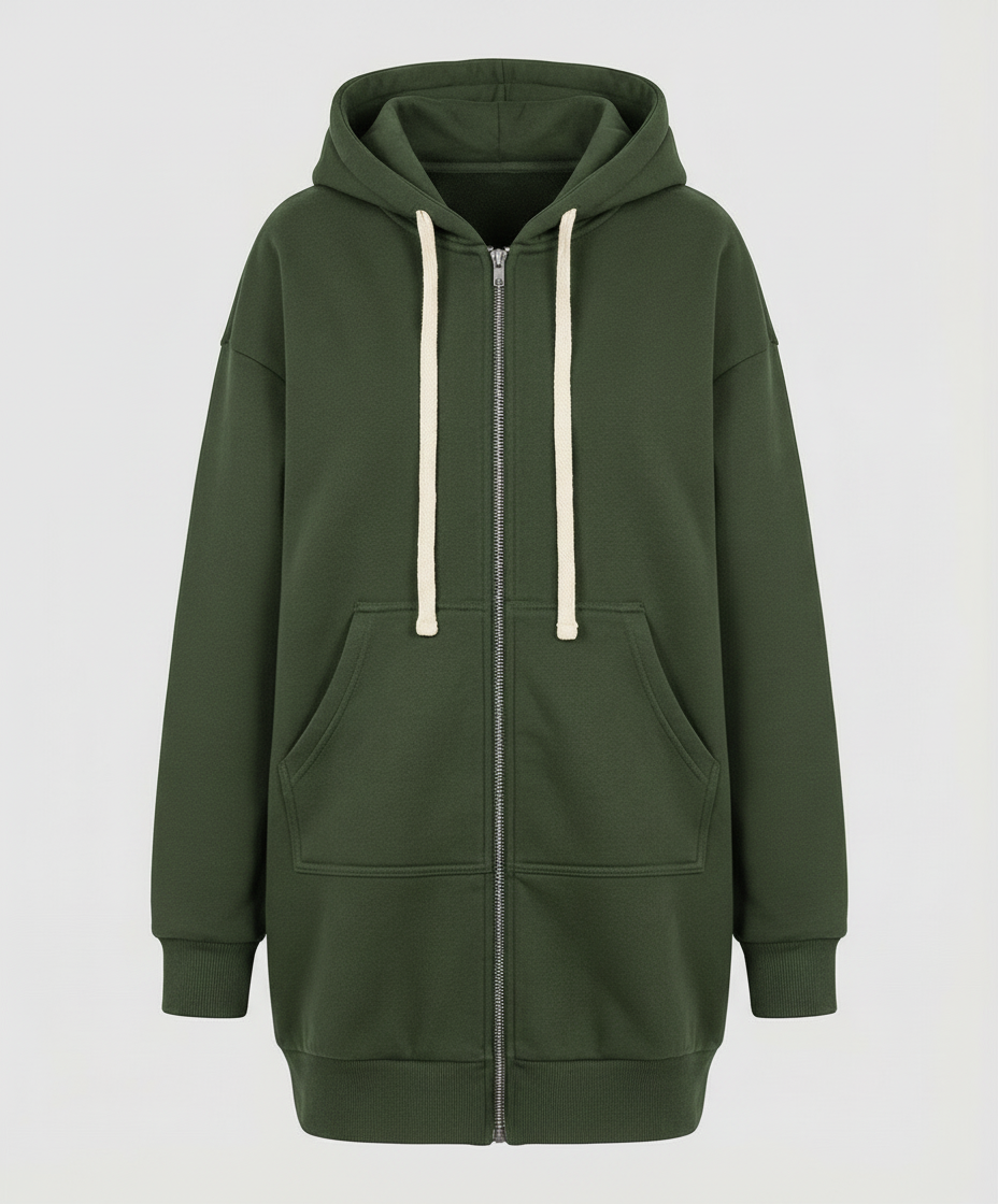 Damen-Hoodie mit langem Schnitt und schlichtem Design