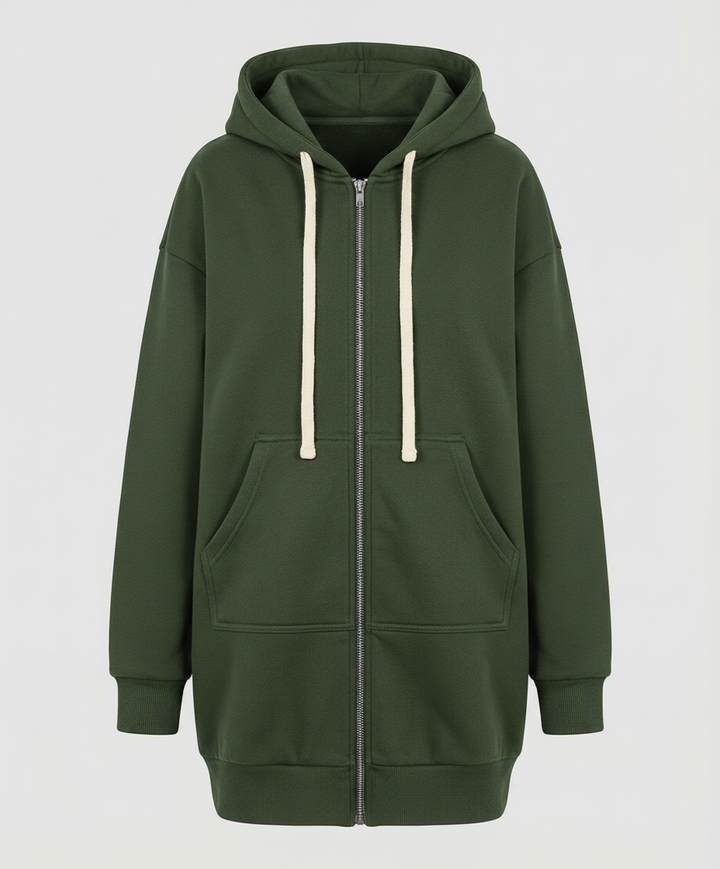 Damen-Hoodie mit langem Schnitt und schlichtem Design