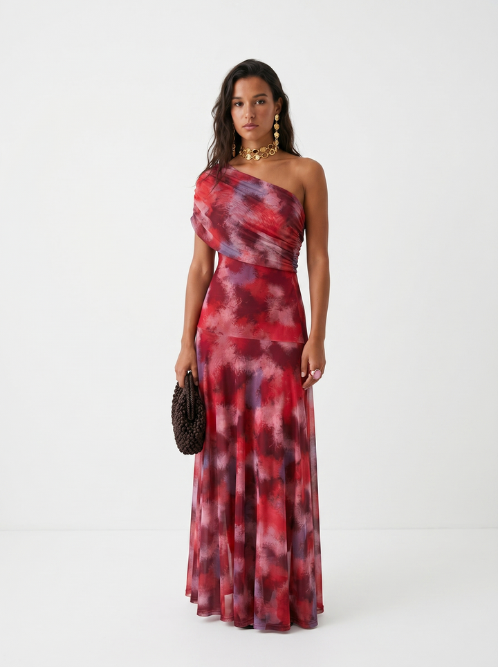 Damen Maxikleid Mit Bardot Ausschnitt Und Drapierung