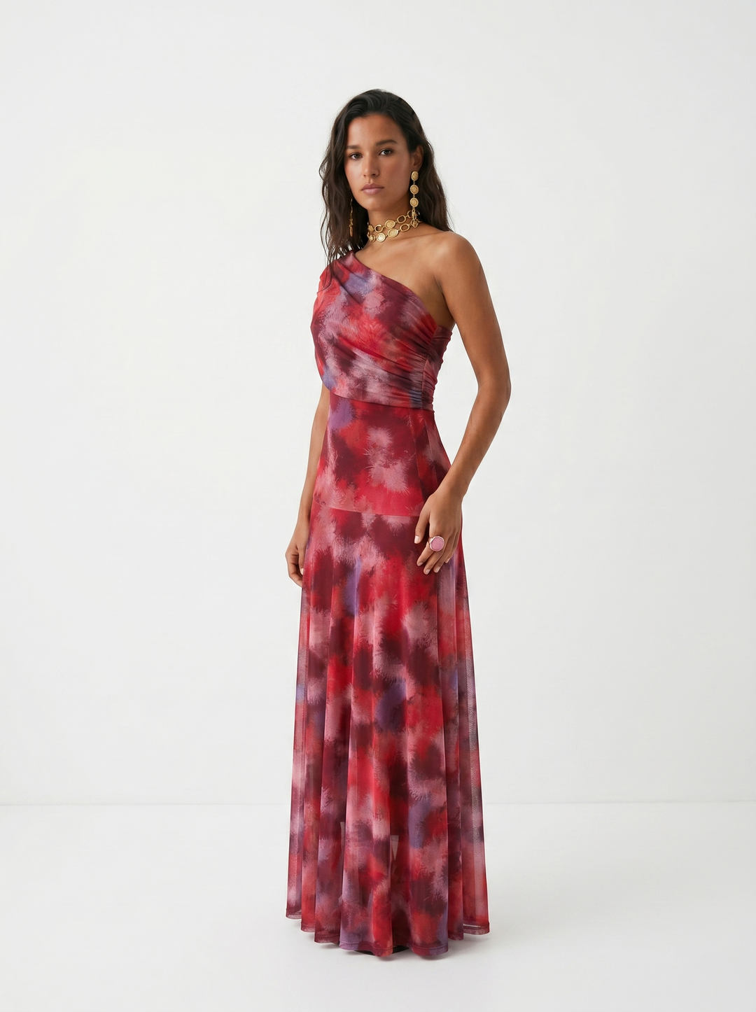 Elegantes Maxikleid für Damen mit Bardot-Ausschnitt und figurbetonter Drapierung