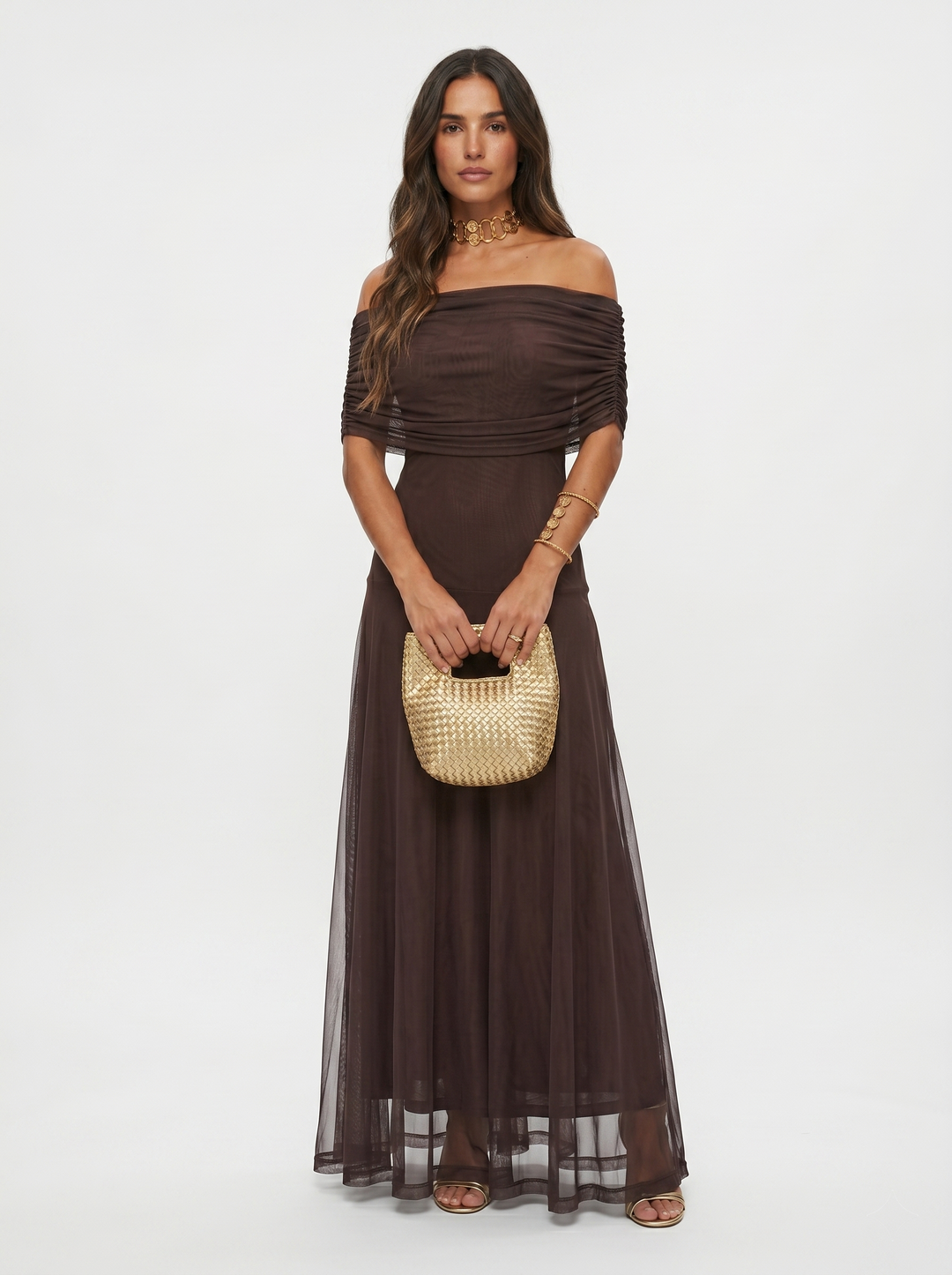 Festliches Damen Maxikleid mit klarer Linie und drapierten Details