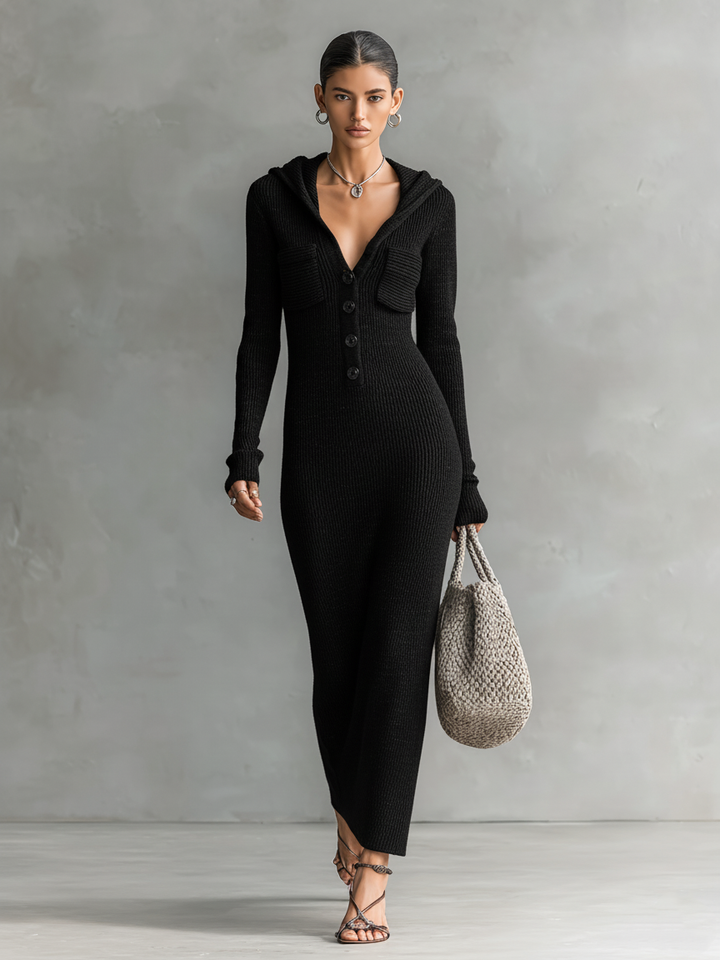 Weiches Damen-Strickkleid in langer, eleganter Silhouette