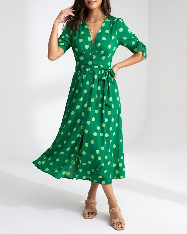 Elegantes Midikleid mit Punkte-Muster