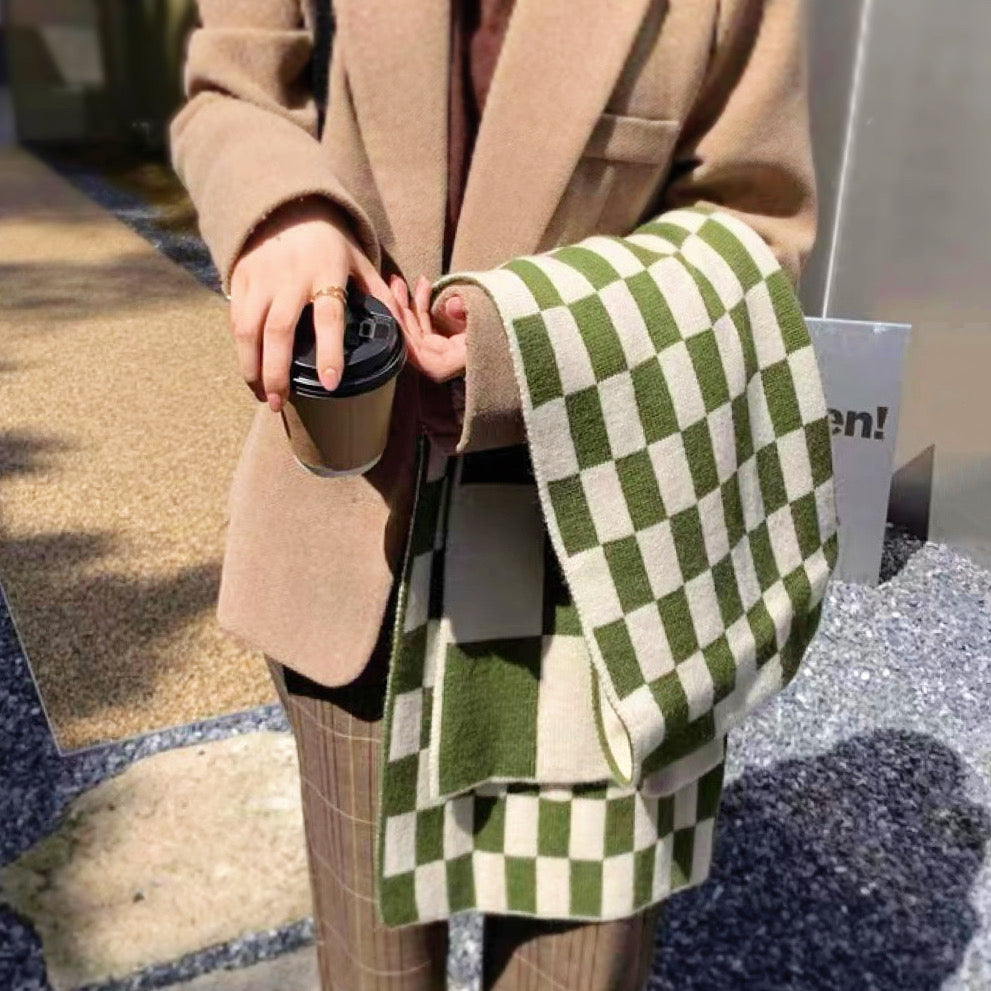 Checked Pure Wool Scarf