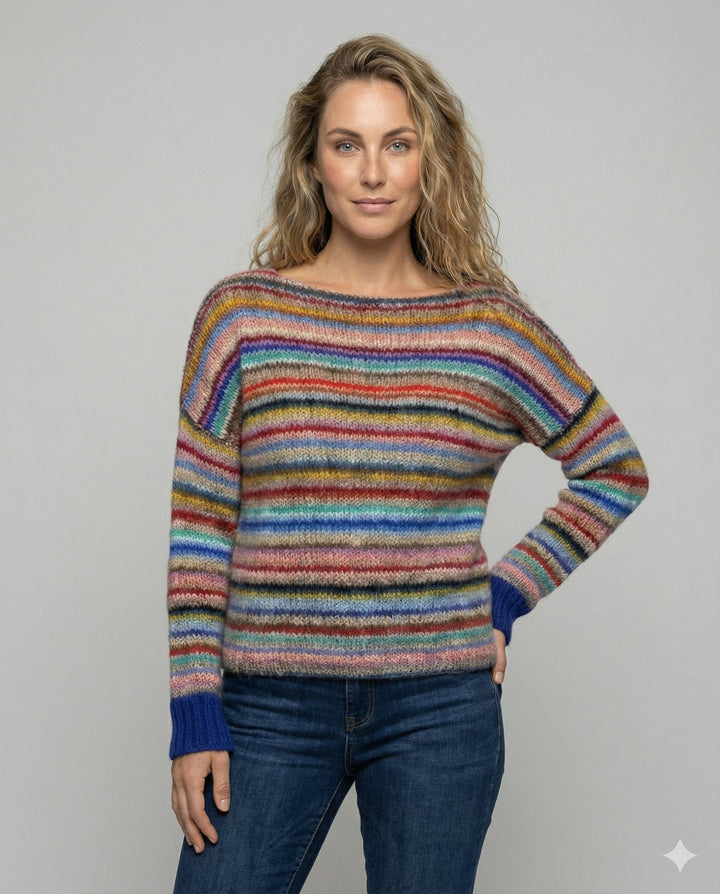 Damen-Norwegerpullover mit nordischem Muster auf der Vorderseite