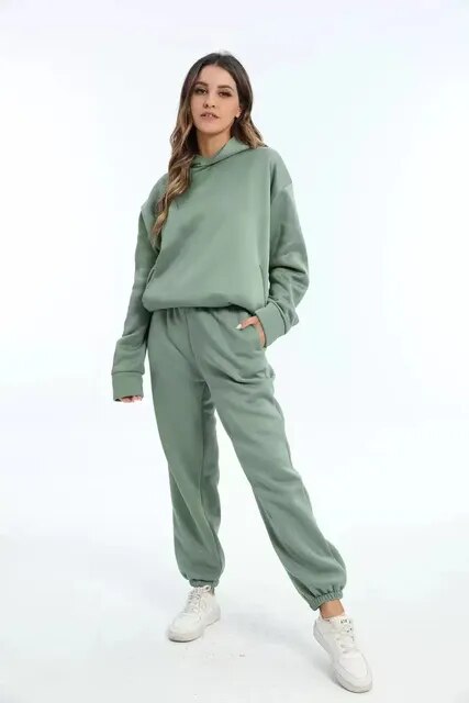 Damen Hoodie Jogginghosen Set Aus Weichem Stoff