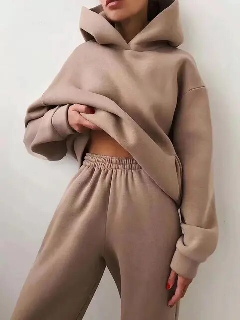 Damen Hoodie Jogginghosen Set Aus Weichem Stoff